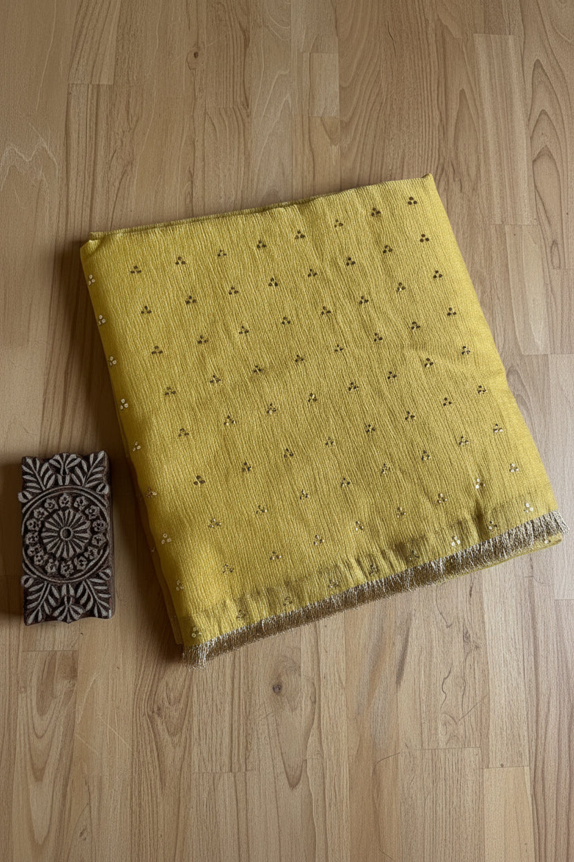 Antique Gold Tissue Silk Saree