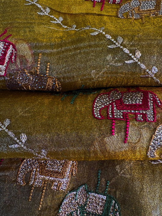 Antique Bronze Pure Tissue Saree