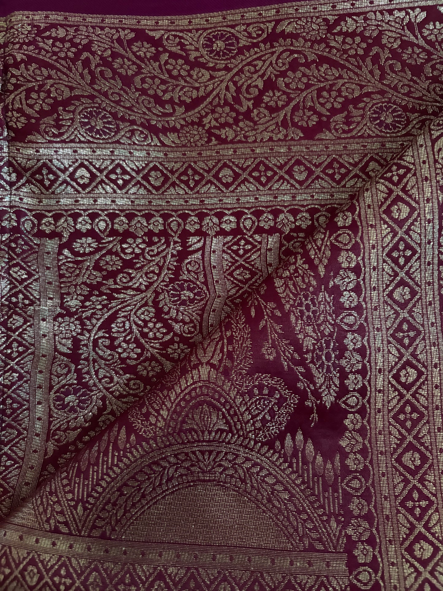 Deep Maroon / Wine Pure Banarasi Silk Saree