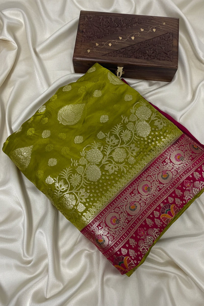Mehndi Green Silk Saree