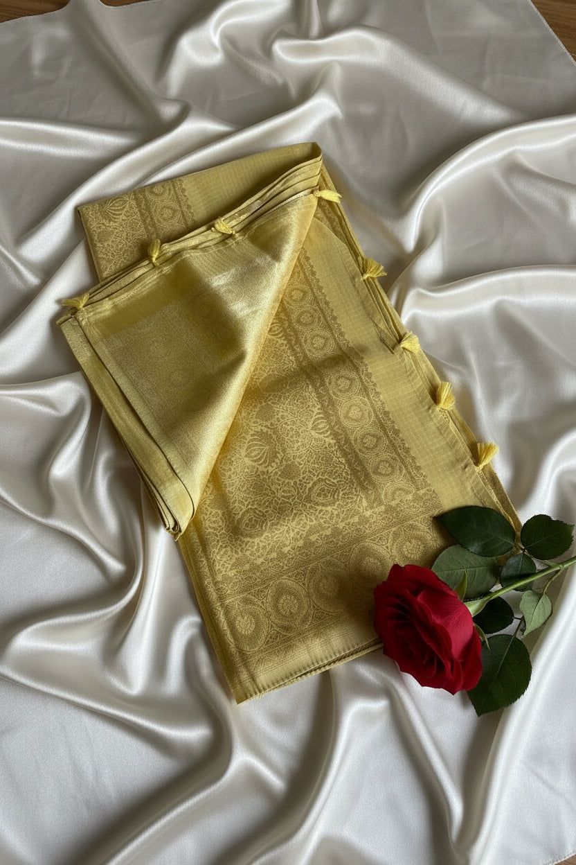 Full Antique Gold Pure Banarasi Silk Saree