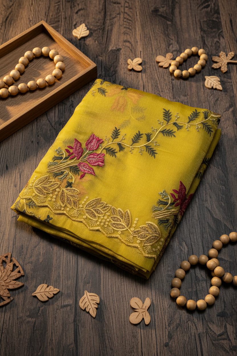 Mustard Gold Tissue Saree