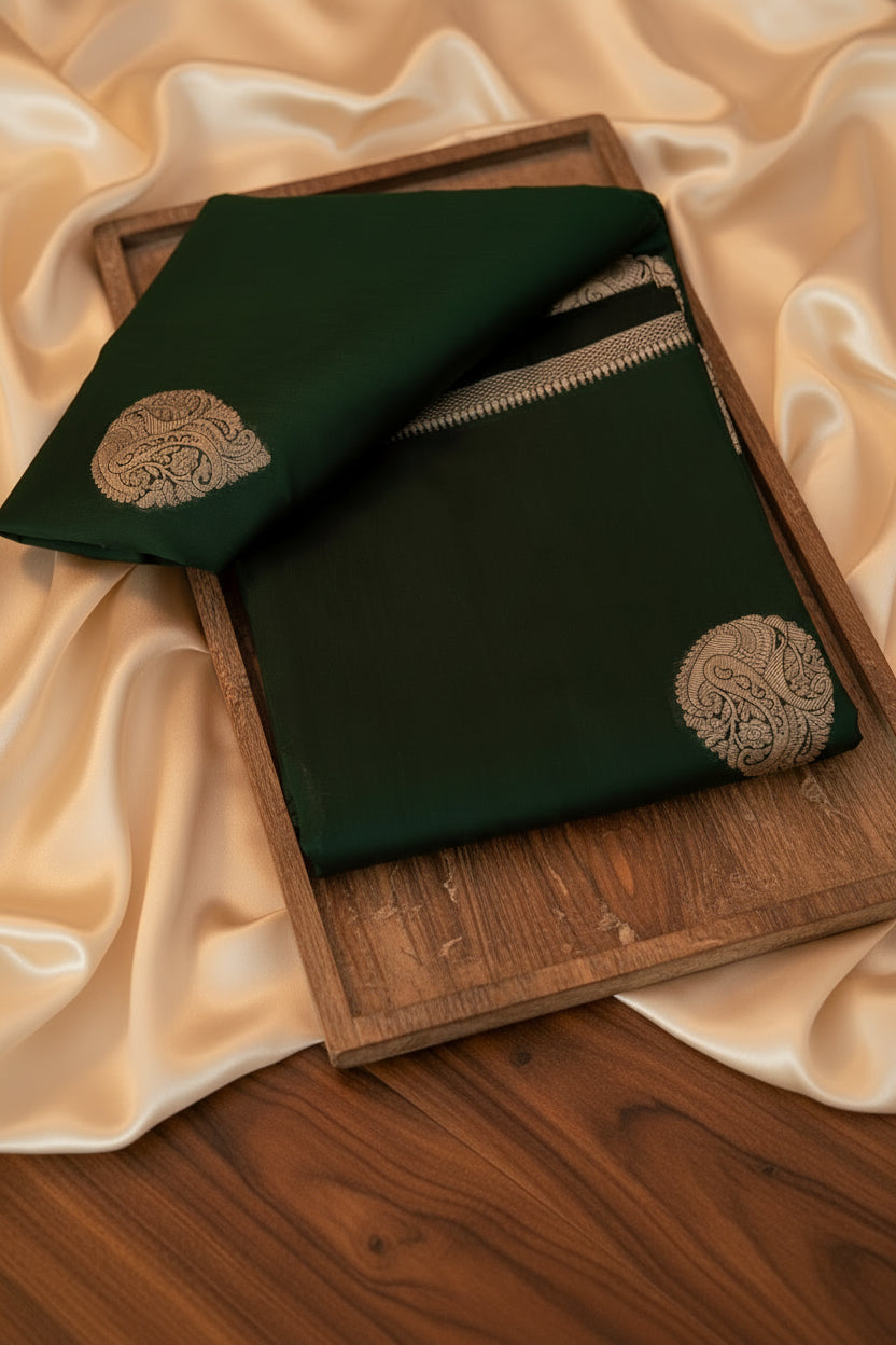 Bottle Green Soft Silk Saree