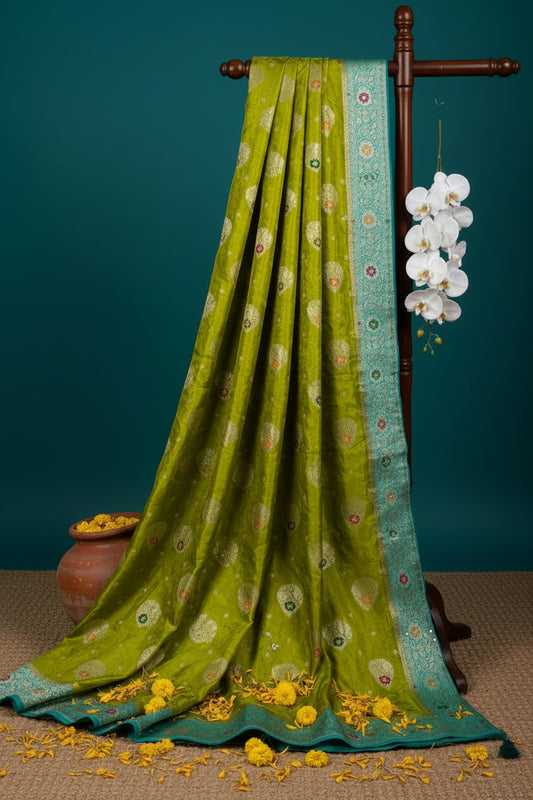 Mustard Yellow Banarasi Saree