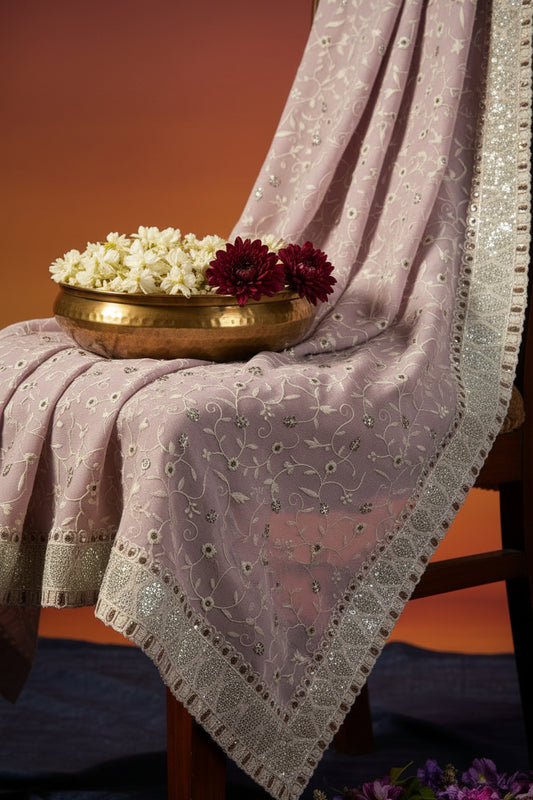 Lilac Georgette Saree