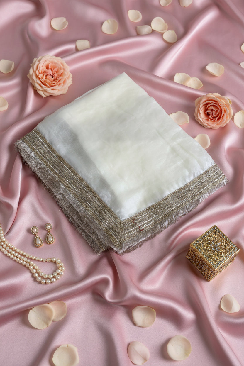 Banarasi White tissue silk saree