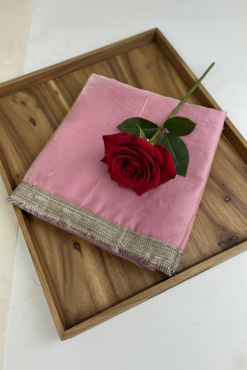 Designer Blush Pink Tissue Silk Saree