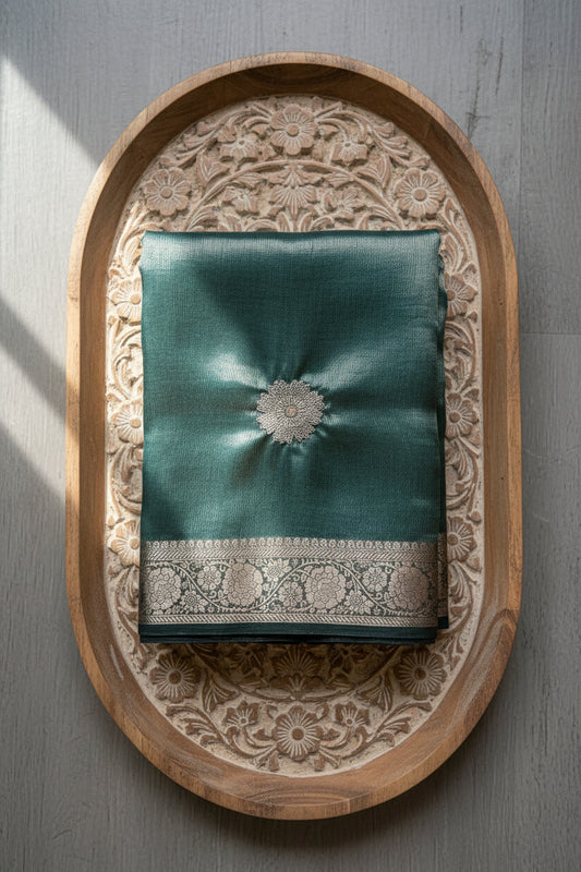 Bottle Green Tissue Silk Saree