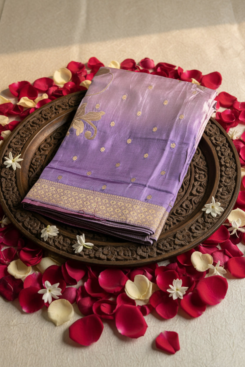 Lavender & Mauve Dual-Tone Silk Saree