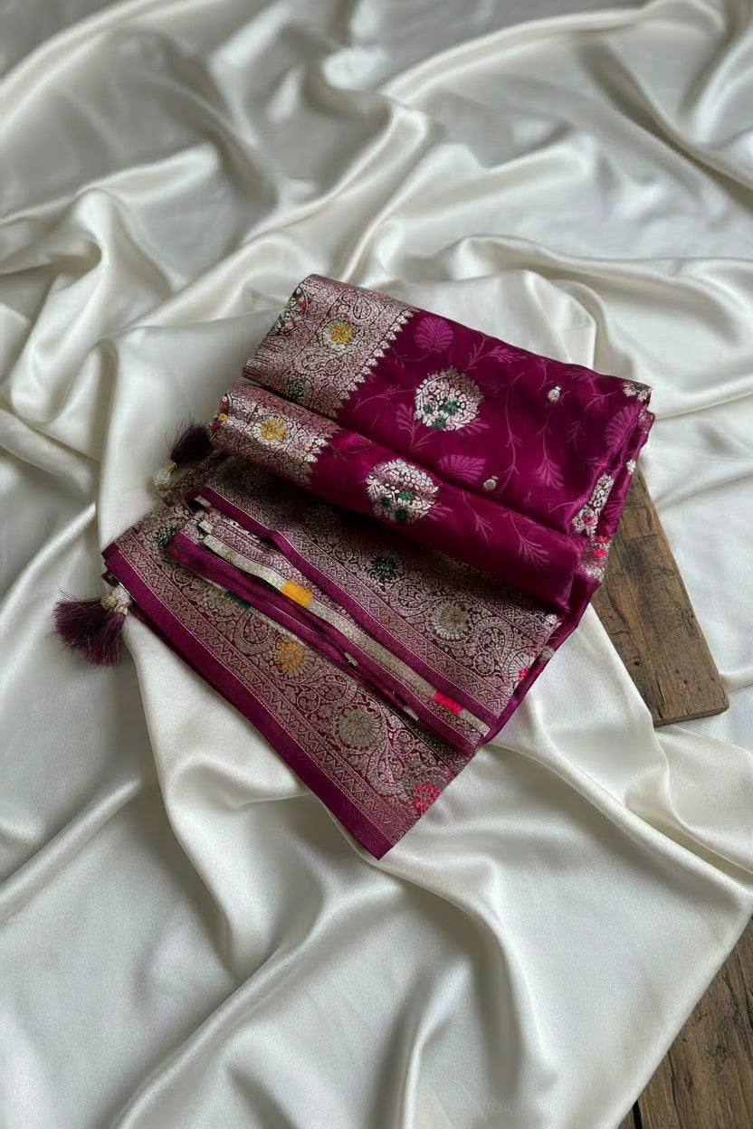 Magenta Pink Soft Silk Saree