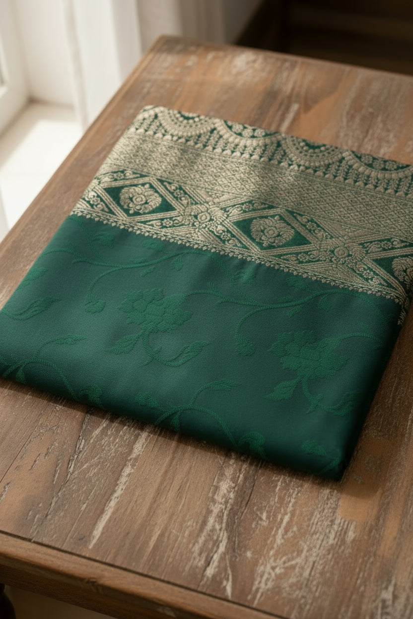 Bottle Green Silk Saree