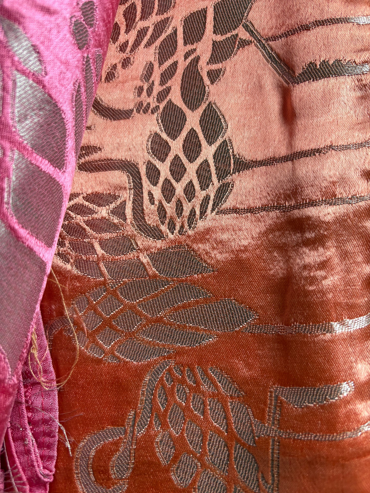 Rani Pink & Rust Orange Pure Banarasi Silk Saree