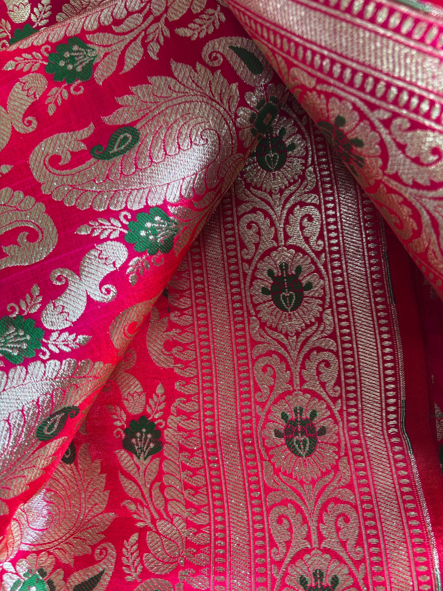 Bridal Red Banarasi Silk Set with Silver-Zari Meenakari Dupatta |
