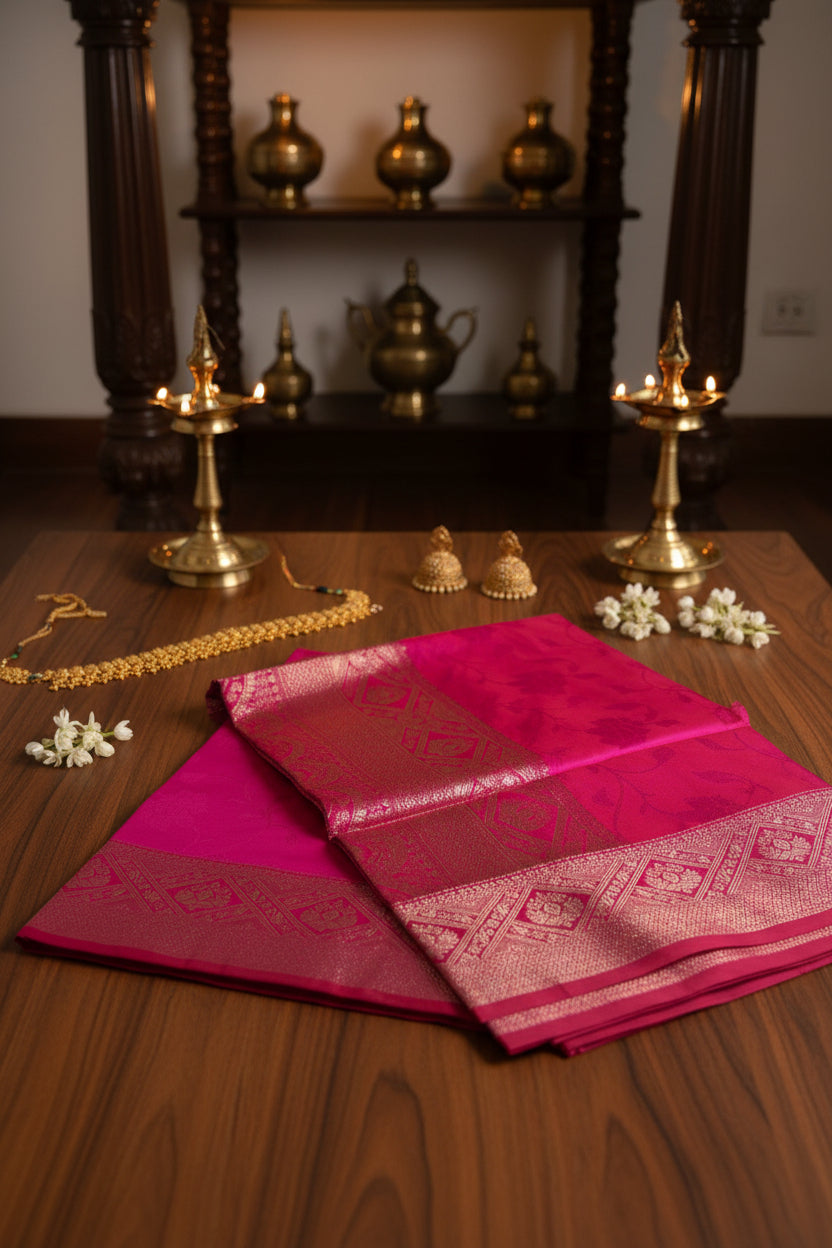 Rani Pink Soft Silk Saree