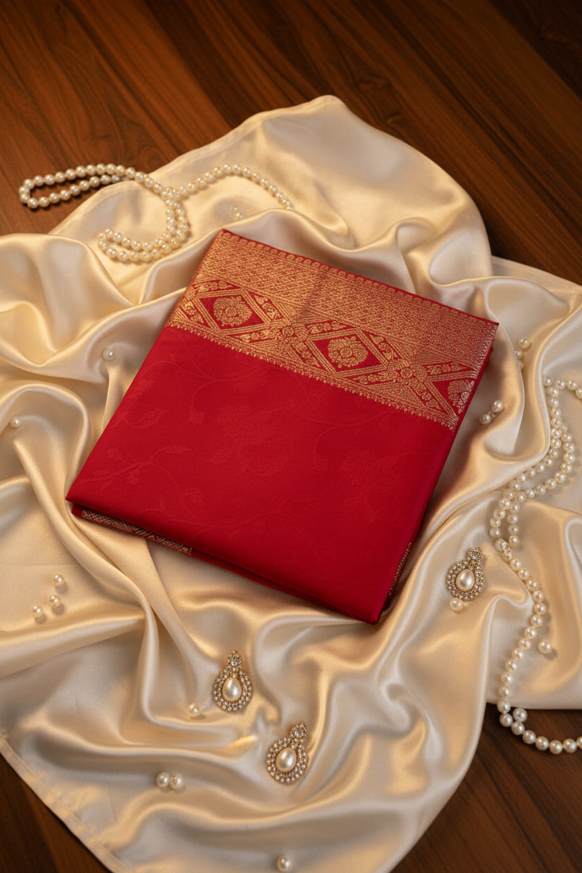 Bridal Red soft Silk Saree