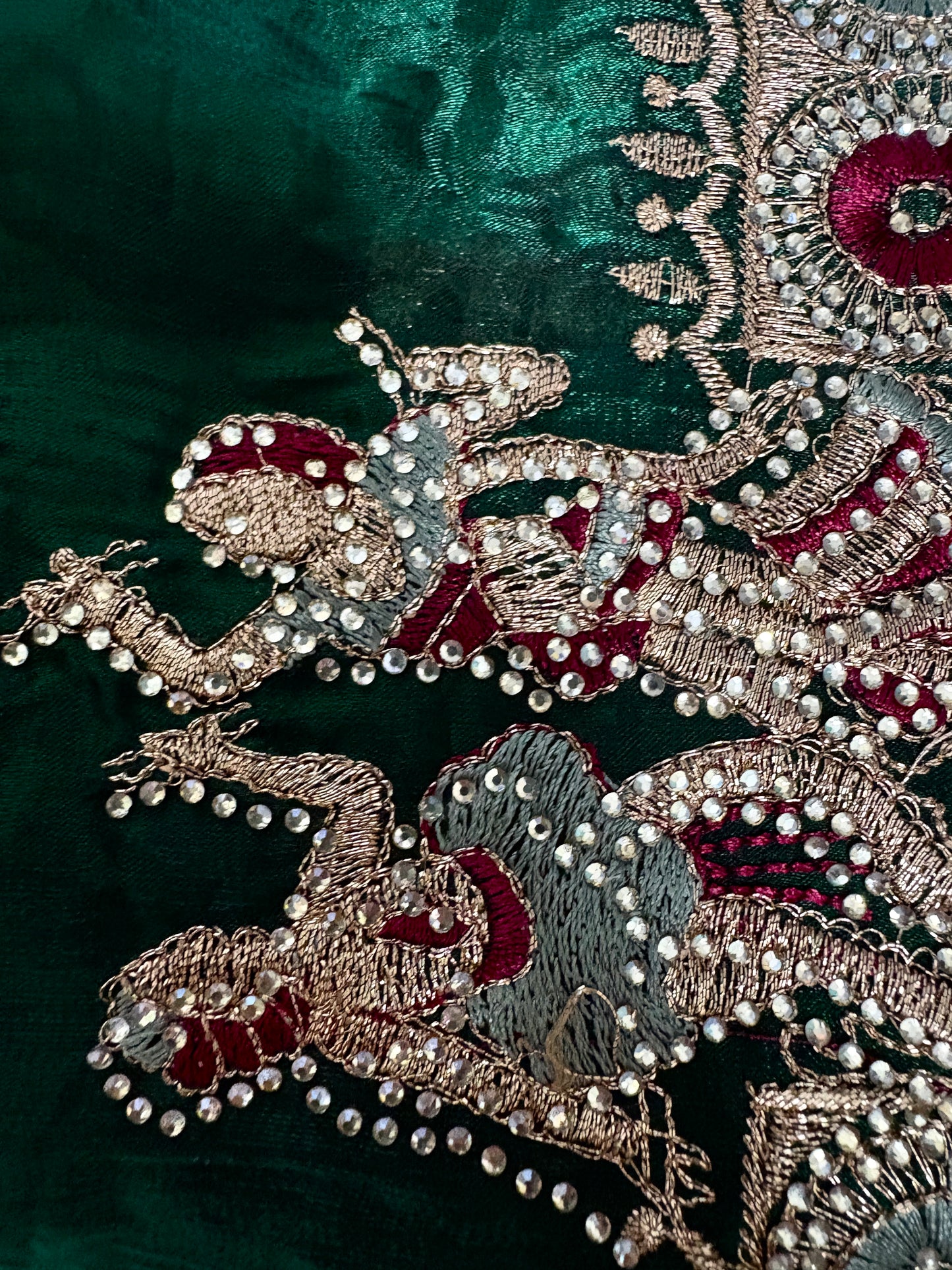Emerald Green Pure Organza  Saree