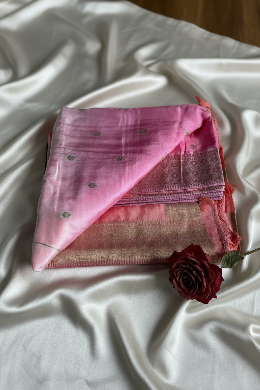 Onion Pink / Dusty Mauve Pure Banarasi Silk Saree