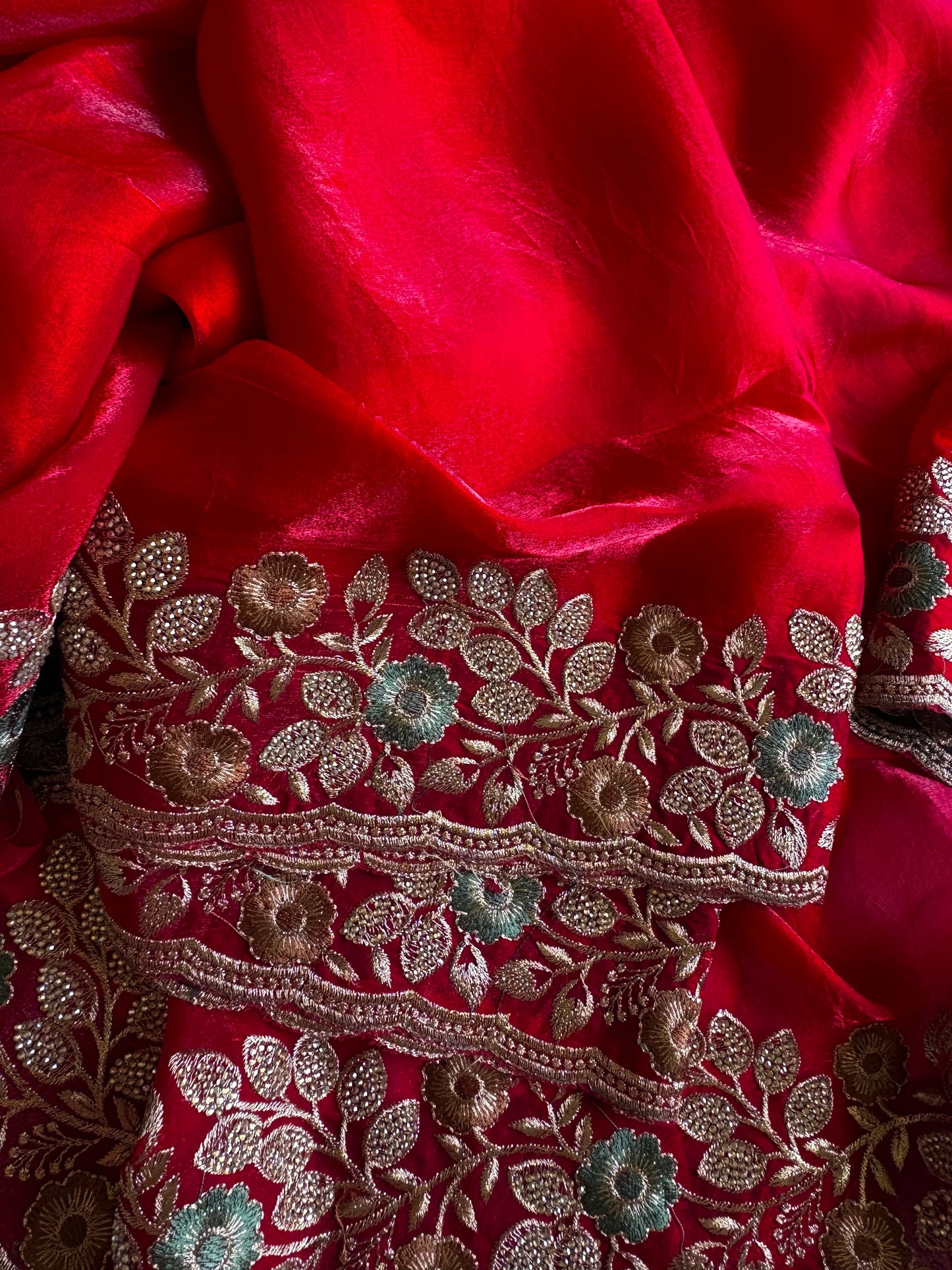 Maroon Red Pure Organza  Saree