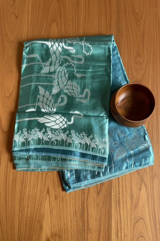 Teal /Blue Pure Banarasi Silk Saree