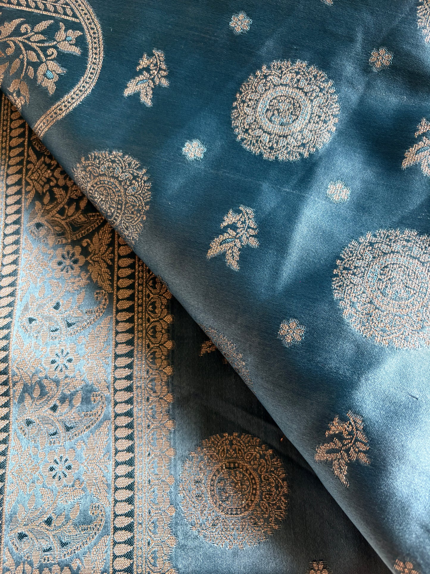 Steel Blue Teal Premium soft Silk Saree