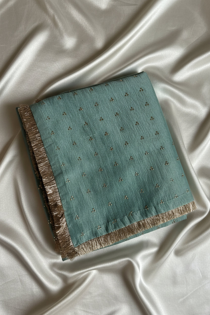 Sage Green/Seafoam Pure Tissue Silk Saree