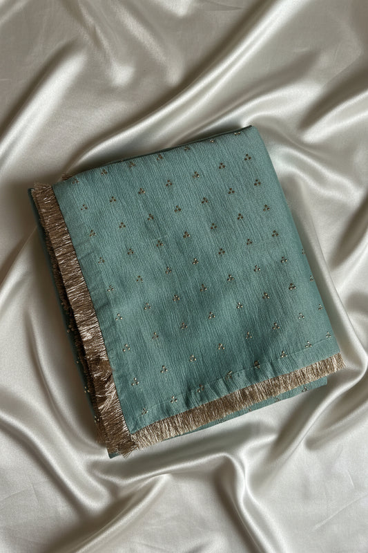 Sage Green/Seafoam Pure Tissue Silk Saree