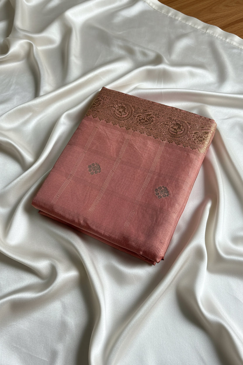 Rust / Copper Pure Banarasi Silk Saree