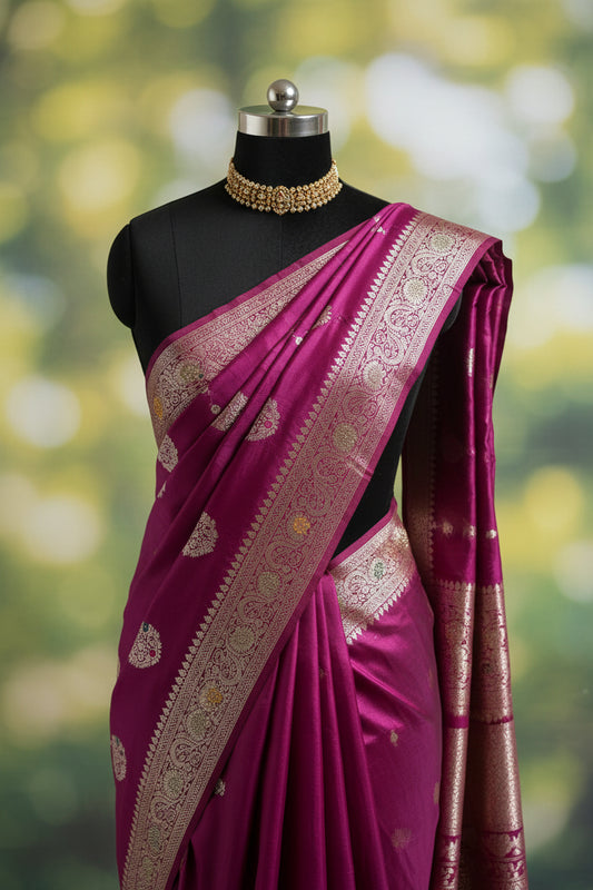 Magenta Pink Soft Silk Saree