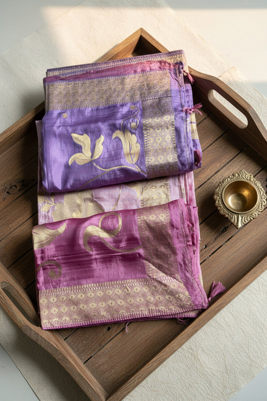 Lavender & Mauve Dual-Tone Silk Saree