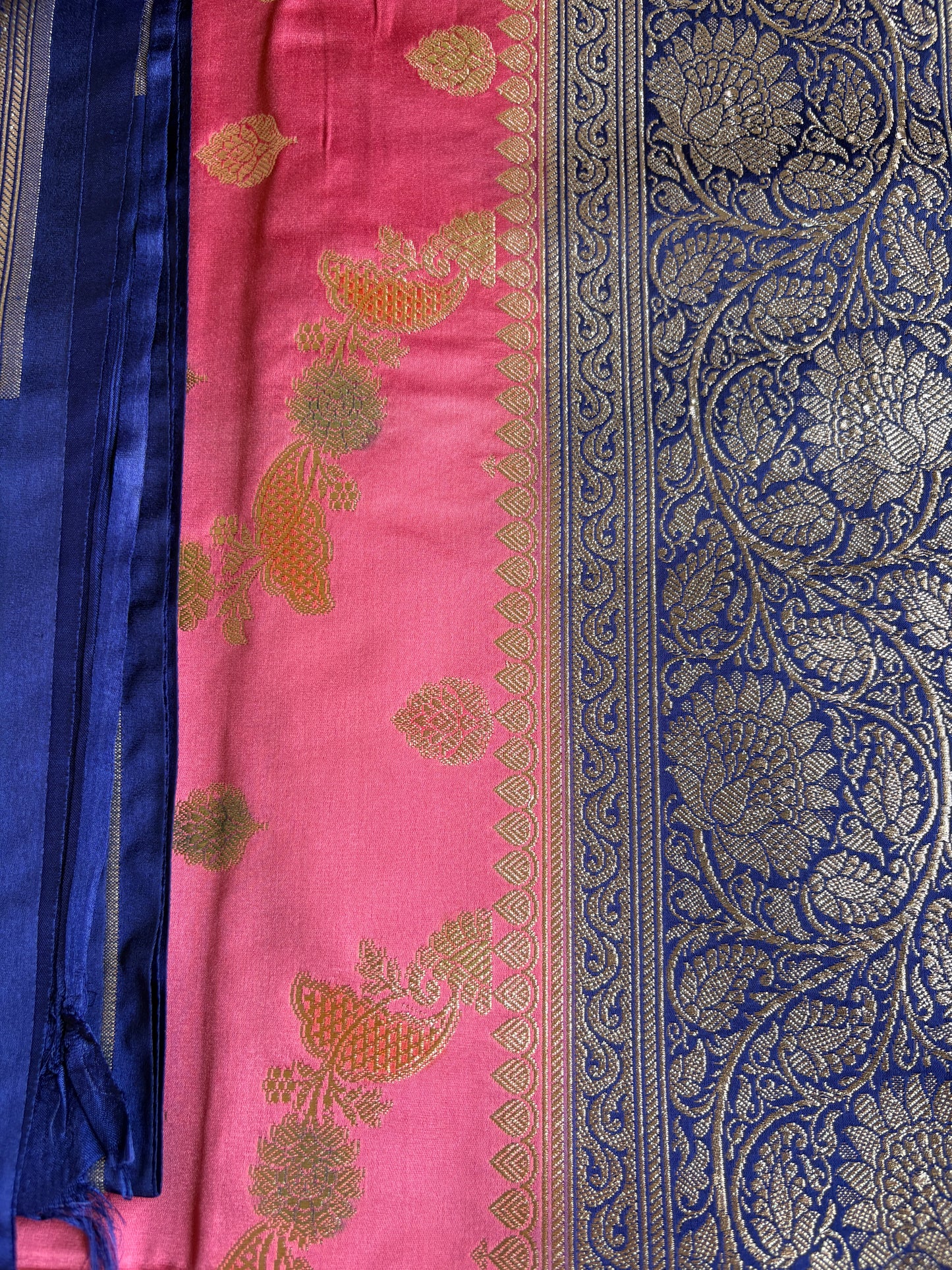 Rani Pink Katan Pure Banarasi Mushroom Silk Saree