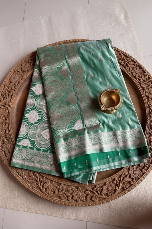 Mint Green Banarasi Silk Saree