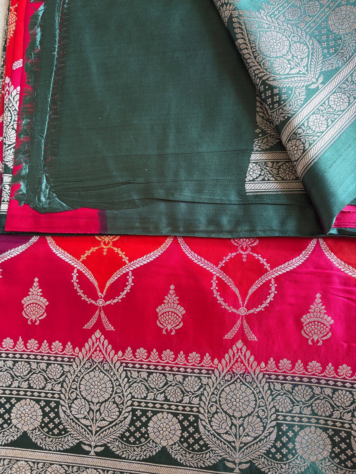 Red & Maroon Pure Banarasi Mushroom Silk Saree
