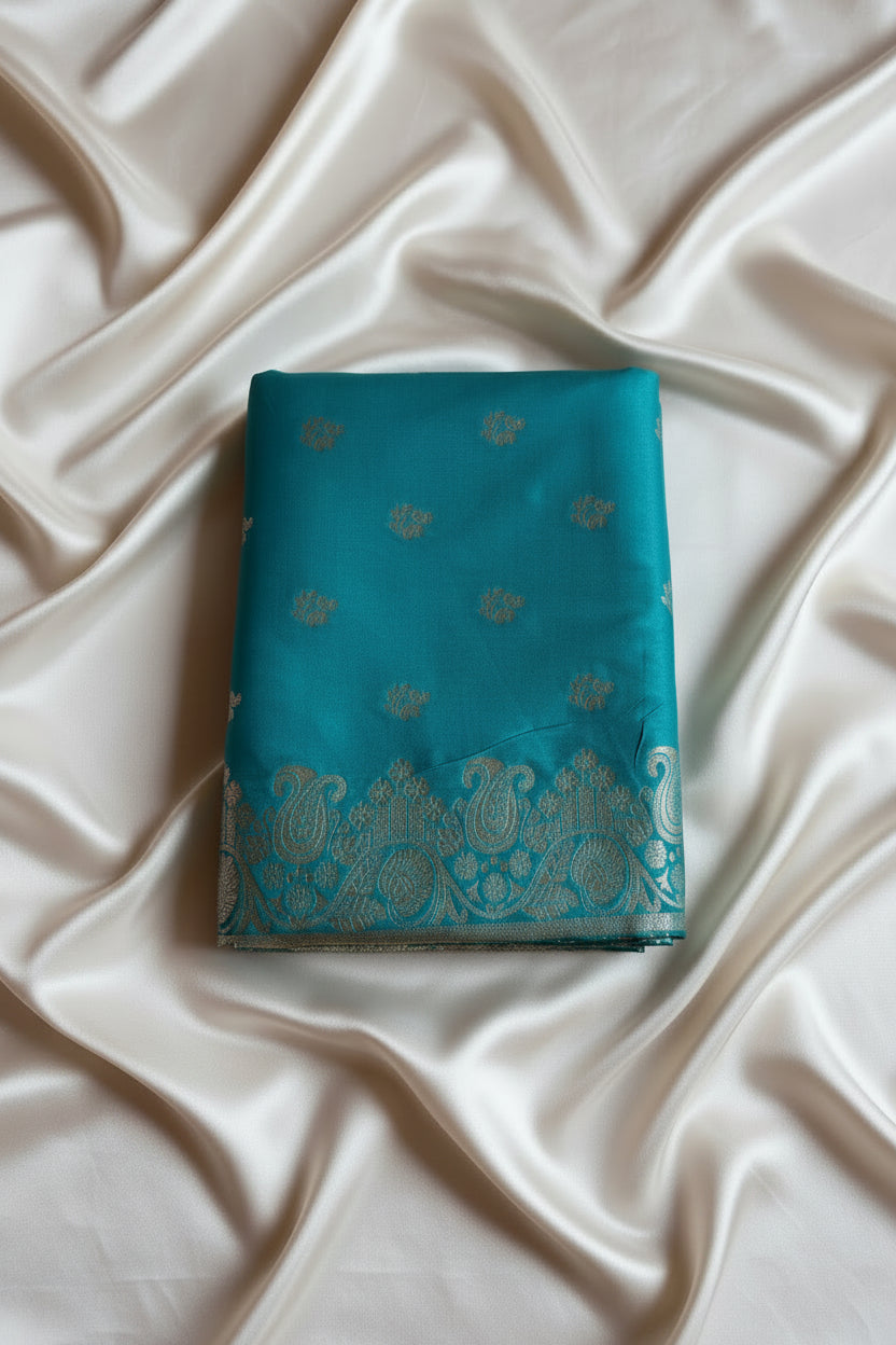 Teal Blue Soft Silk Saree