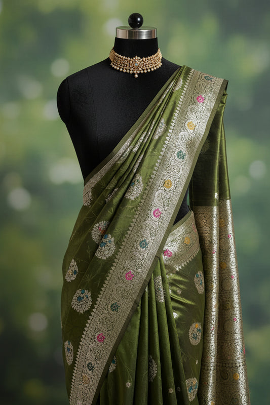 Mehendi Green Soft Silk Saree