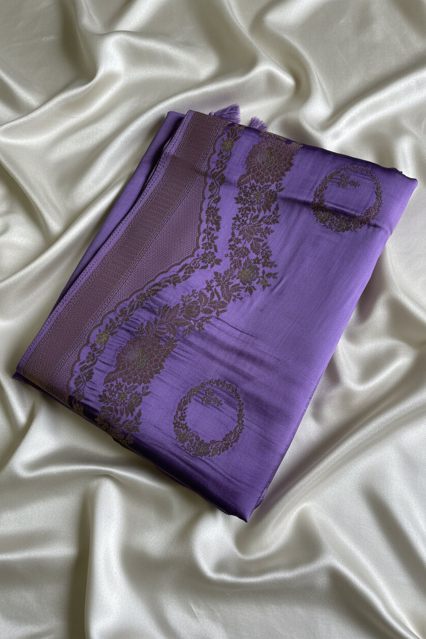 Jamuni Purple / Royal Violet Pure Banarasi  Silk Saree