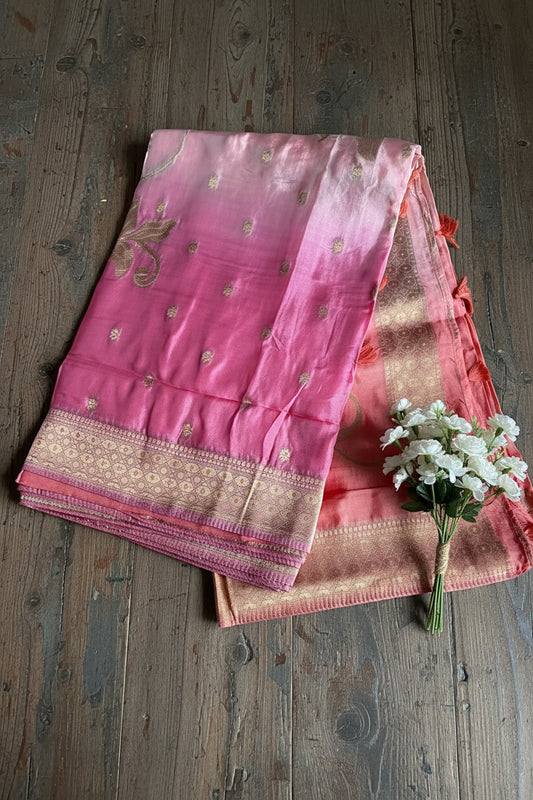 Onion Pink / Dusty Mauve Pure Banarasi Silk Saree