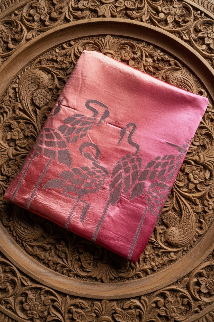 Rani Pink & Rust Orange Pure Banarasi Silk Saree