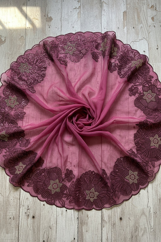 Onion Pink Pure Organza Saree