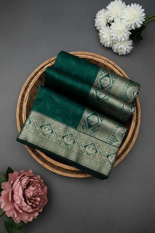 Bottle Green Silk Saree