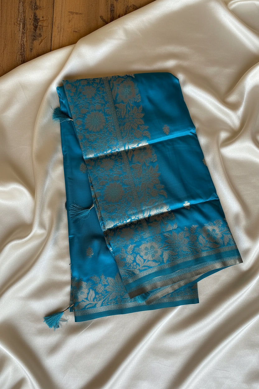 Royal Teal Soft Silk Saree