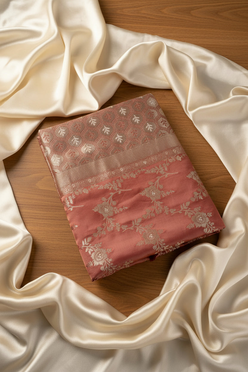 Copper Brown Pure Banarasi Silk Saree