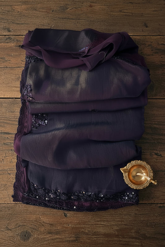 Purpalish Pure Crushed Tissue Silk Saree