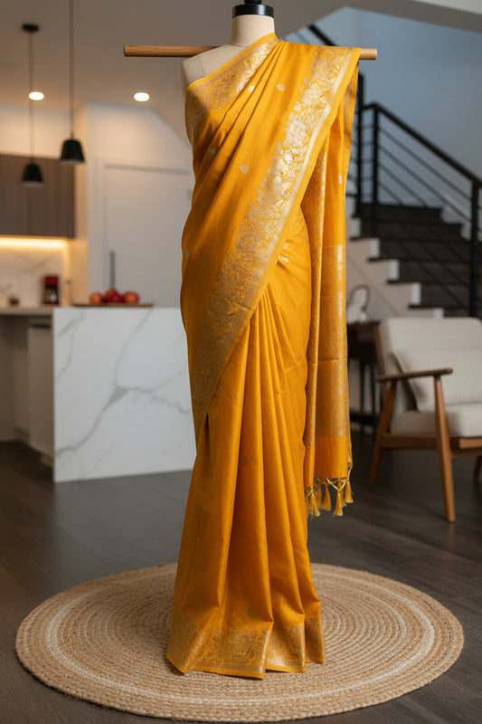Haldi Mustard Yellow Soft Silk