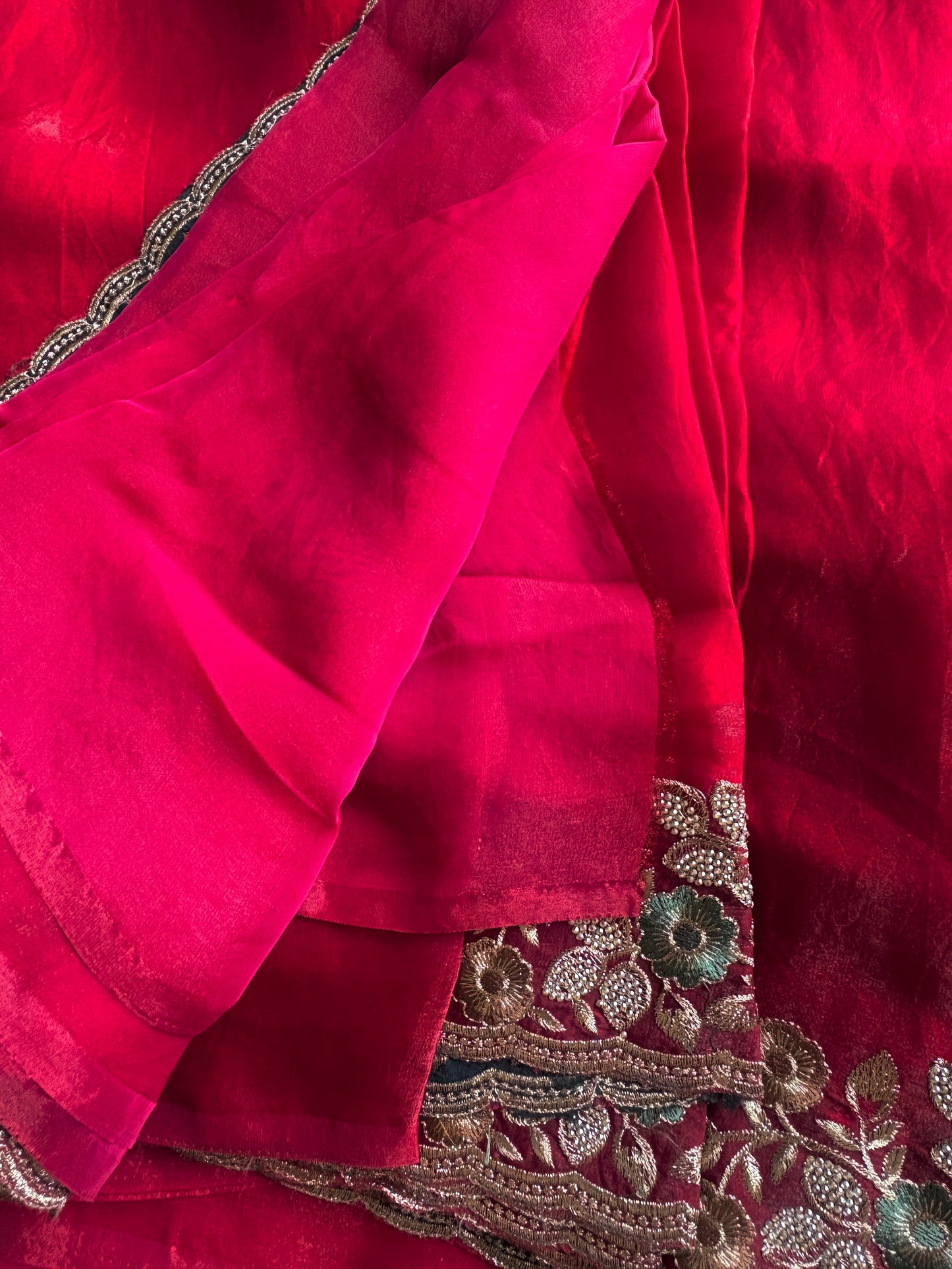 Maroon Red Pure Organza  Saree
