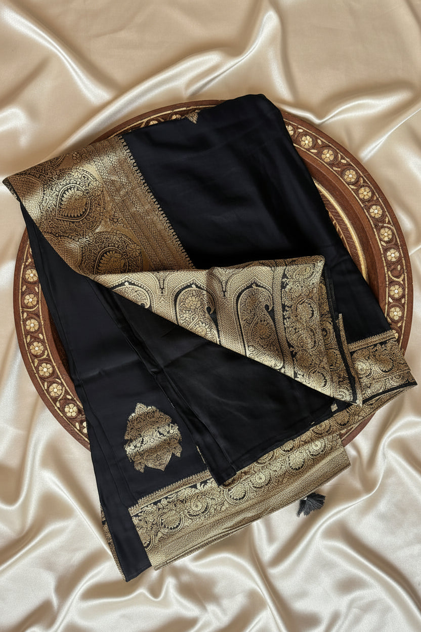 Black Katan Pure Banarasi Silk Saree