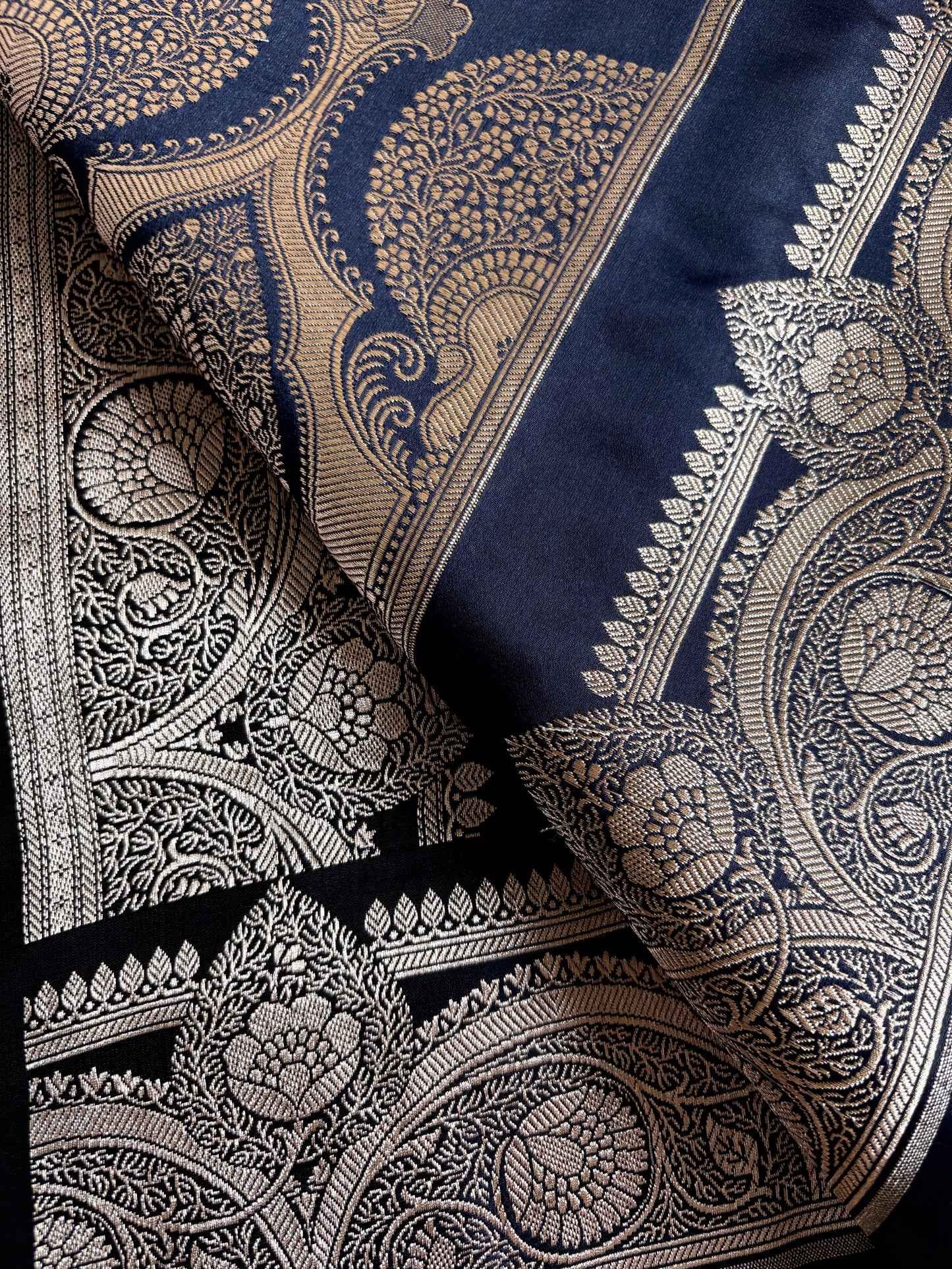 Midnight Blue / Navy Soft Banarasi Silk Saree