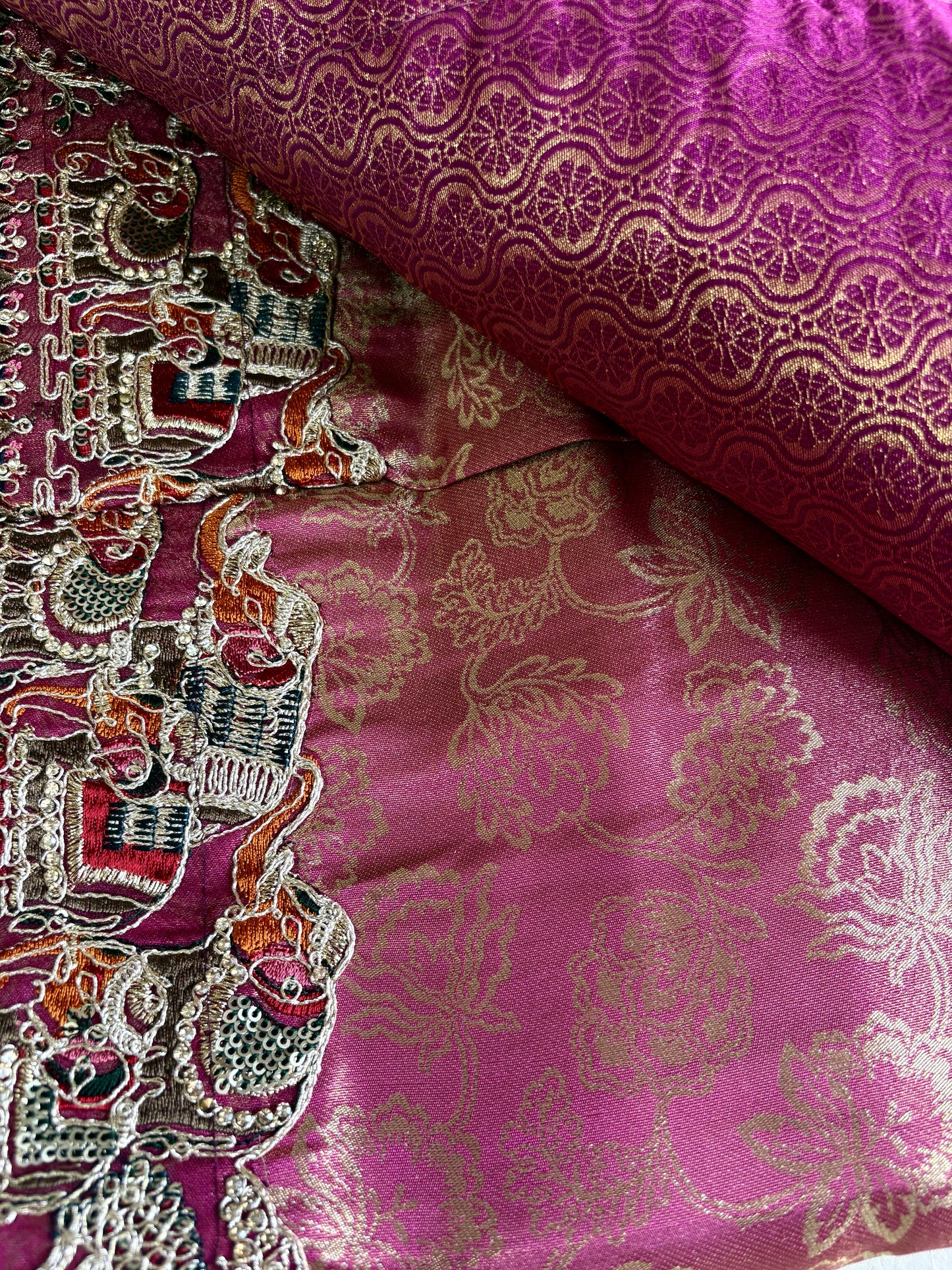 Wine Maroon Brocade  Saree