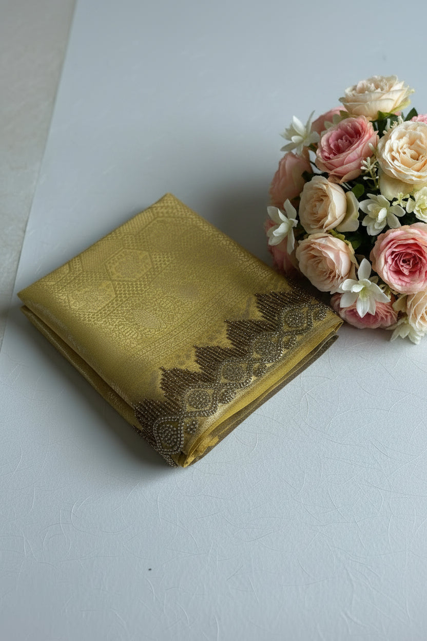 Antique Gold Pure silk Saree