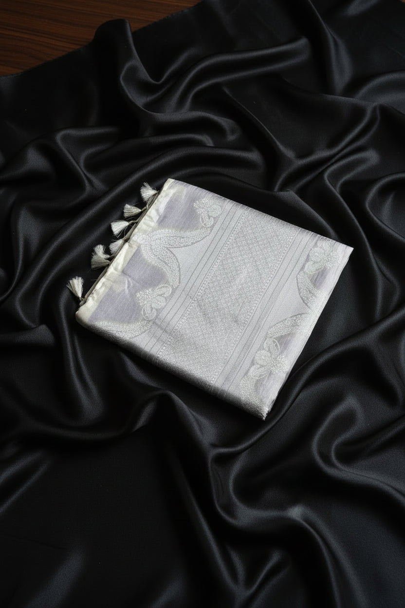 Antique Silver  Pure Banarasi Silk Saree