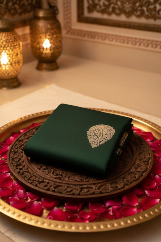 Bottle Green Soft Silk Saree